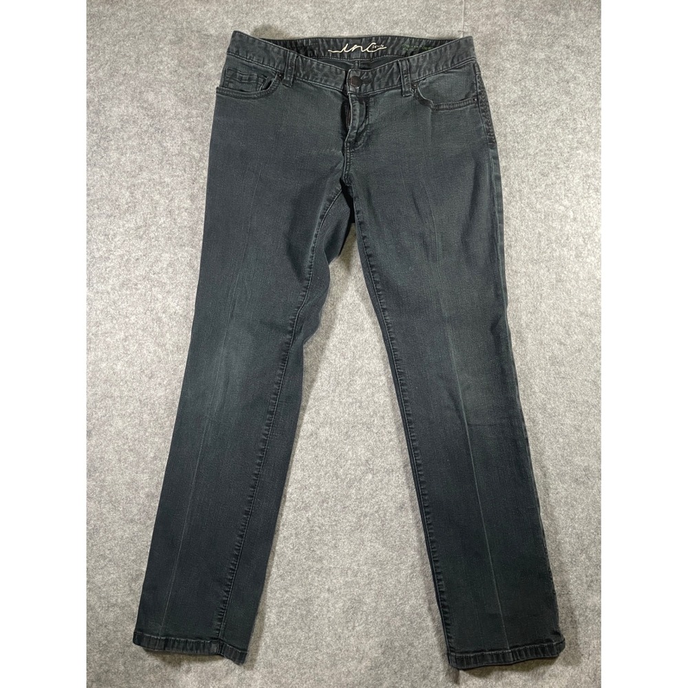INC International Concepts Curvy Fit Low Rise Straight Leg Jeans Black 33x31
